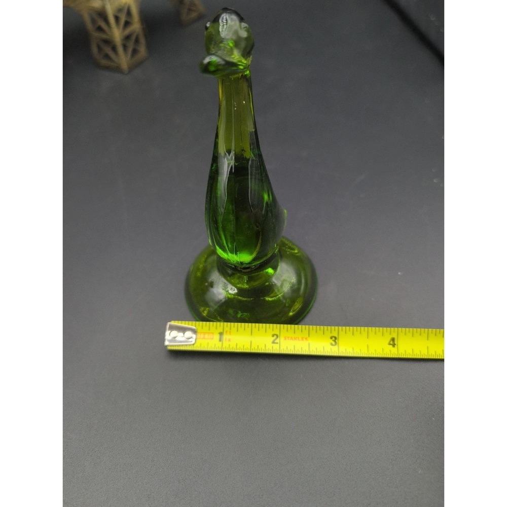 Vintage Viking Glass Epic Duck Figurine In Avocado Green 5in Mid Century - Picture 5 of 5